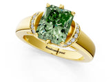 Yellow gold Fancy Green Radiant  Solitaire Diamond Ring with Pave Band and Six-Prong Setting_33