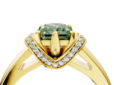 Yellow gold Fancy Green Radiant  Solitaire Diamond Ring with Pave Band and Six-Prong Setting_36