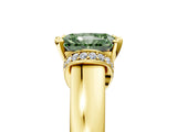 Yellow gold Fancy Green Radiant  Solitaire Diamond Ring with Pave Band and Six-Prong Setting_37