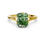 Yellow gold Fancy Green Radiant  Solitaire Diamond Ring with Six-Prong Setting and Tapered Band_18