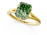 Yellow gold Fancy Green Radiant  Solitaire Diamond Ring with Six-Prong Setting and Tapered Band_19