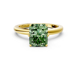 Yellow gold Fancy Green Radiant  Solitaire Diamond Ring with Six-Prong Setting on a Classic Band_3