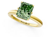 Yellow gold Fancy Green Radiant  Solitaire Diamond Ring with Six-Prong Setting on a Classic Band_4