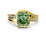 Yellow gold Fancy Green Radiant  Solitaire Diamond Ring with Split Shank and Prong Setting_41