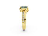 Yellow gold Fancy Green Radiant  Solitaire Diamond Ring with Split Shank and Prong Setting_43