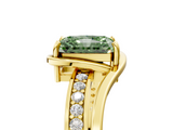 Yellow gold Fancy Green Radiant  Solitaire Diamond Ring with Split Shank and Prong Setting_46