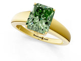 Yellow gold Fancy Green Radiant  Solitaire Diamond Ring with Tapered Band and Four-Prong Setting_50