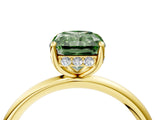 Yellow gold Fancy Green Radiant  Solitaire Diamond Ring with a Classic Band and Four-Prong Setting 4