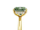 Yellow gold Fancy Green Radiant  Solitaire Diamond Ring with a Classic Band and Four-Prong Setting 5