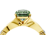 Yellow gold Fancy Green Radiant  Solitaire Diamond Twisted Band with Four-Prong Setting_68