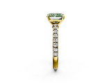 Yellow gold Fancy Green Radiant  Solitaire Diamond with Pavé Band and Four-Prong Setting_65