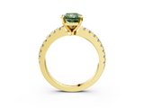 Yellow gold Fancy Green Radiant  Solitaire Diamond with Pavé Band and Four-Prong Setting_66