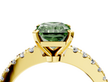 Yellow gold Fancy Green Radiant  Solitaire Diamond with Pavé Band and Four-Prong Setting_67