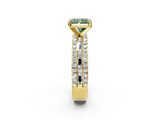 Yellow gold Fancy Green Radiant  Solitaire Diamond with Pave and Channel Set Band_81