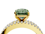 Yellow gold Fancy Green Radiant  Solitaire Diamond with Pave and Channel Set Band_83
