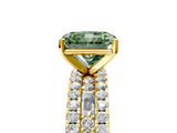 Yellow gold Fancy Green Radiant  Solitaire Diamond with Pave and Channel Set Band_84