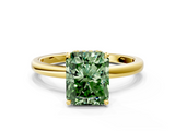Yellow gold Fancy Green Radiant  Solitaire Engagement Ring with Cathedral Band and Four-Prong Setting_20