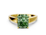 Yellow gold Fancy Green Radiant  Solitaire Engagement Ring with Four-Prong Setting and Tapered Band_3