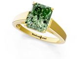 Yellow gold Fancy Green Radiant  Solitaire Engagement Ring with Four-Prong Setting and Tapered Band_4