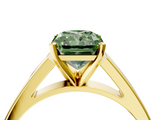 Yellow gold Fancy Green Radiant  Solitaire Engagement Ring with Four-Prong Setting and Tapered Band_7