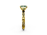 Yellow gold Fancy Green Radiant  Solitaire Engagement Ring with Scrollwork Band and Four-Prong Setting_150