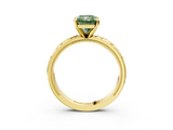 Yellow gold Fancy Green Radiant  Solitaire Engagement Ring with Scrollwork Band and Four-Prong Setting_151