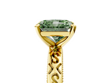 Yellow gold Fancy Green Radiant  Solitaire Engagement Ring with Scrollwork Band and Four-Prong Setting_153