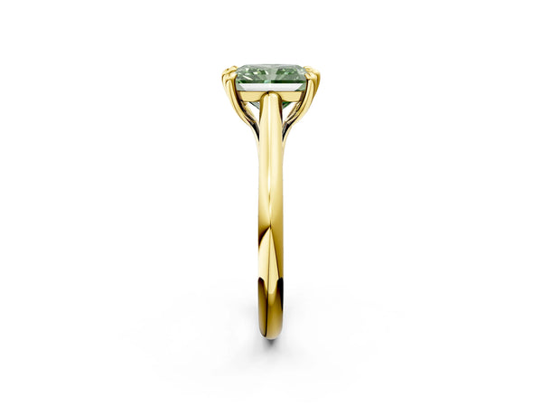 Yellow Gold Radiant Cut Cathedral Engagement Ring Setting for Fancy Green Center