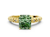 Yellow gold Fancy Green Radiant  Solitaire Floral Milgrain Engagement Ring_31