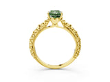 Yellow gold Fancy Green Radiant  Solitaire Floral Milgrain Engagement Ring_34