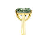 Yellow gold Fancy Green Radiant  Solitaire Heart Prong Engagement Ring with Tapered Band_54