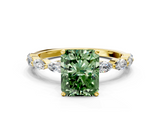 Yellow gold Fancy Green Radiant  Solitaire Marquise Side Stone Prong Setting Ring_44