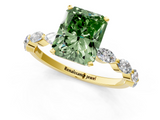 Yellow gold Fancy Green Radiant  Solitaire Marquise Side Stone Prong Setting Ring_45