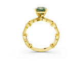 Yellow gold Fancy Green Radiant  Solitaire Milgrain Diamond Engagement Ring with Bezel and Marquise Band_129