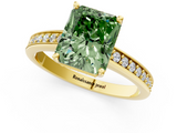 Yellow gold Fancy Green Radiant  Solitaire Pavé Band Prong Setting Ring_38