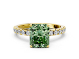 Yellow gold Fancy Green Radiant  Solitaire Pavé Band with Four-Prong Setting_139