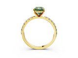 Yellow gold Fancy Green Radiant  Solitaire Pavé Band with Four-Prong Setting_142