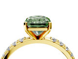 Yellow gold Fancy Green Radiant  Solitaire Pavé Band with Four-Prong Setting_143