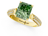 Yellow gold Fancy Green Radiant  Solitaire Pavé Diamond Engagement Ring with Four-Prong Setting_135