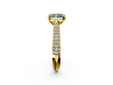 Yellow gold Fancy Green Radiant  Solitaire Pavé Diamond Engagement Ring with Four-Prong Setting_136