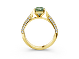 Yellow gold Fancy Green Radiant  Solitaire Pavé Diamond Engagement Ring with Four-Prong Setting_137