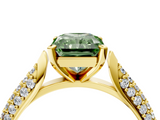 Yellow gold Fancy Green Radiant  Solitaire Pavé Diamond Engagement Ring with Four-Prong Setting_138
