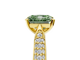 Yellow gold Fancy Green Radiant  Solitaire Pavé Diamond Engagement Ring with Four-Prong Setting_139