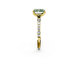 Yellow gold Fancy Green Radiant  Solitaire Pavé Diamond Engagement Ring with Four-Prong Setting_44
