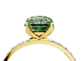 Yellow gold Fancy Green Radiant  Solitaire Pavé Diamond Engagement Ring with Four-Prong Setting_46
