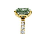 Yellow gold Fancy Green Radiant  Solitaire Pavé Diamond Engagement Ring with Four-Prong Setting_47