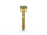 Yellow gold Fancy Green Radiant  Solitaire Pavé Diamond Milgrain Engagement Ring with Four-Prong Setting_5