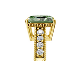 Yellow gold Fancy Green Radiant  Solitaire Pavé Diamond Milgrain Engagement Ring with Four-Prong Setting_8