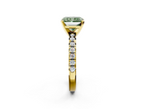Yellow gold Fancy Green Radiant  Solitaire Pave Diamond Engagement Ring with Four-Prong Setting_188
