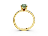 Yellow gold Fancy Green Radiant  Solitaire Pave Diamond Engagement Ring with Four-Prong Setting_189